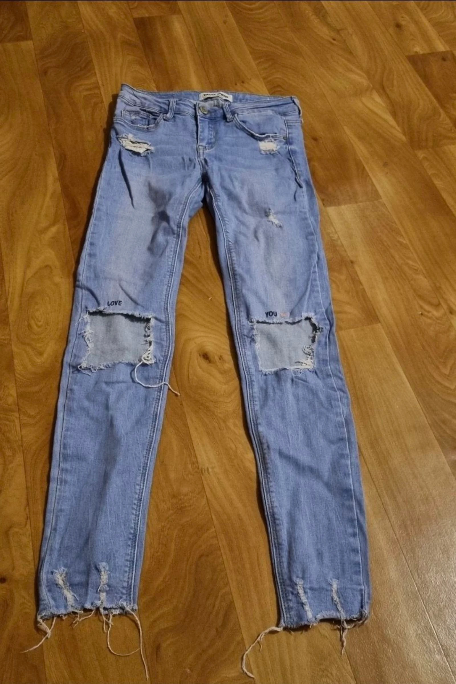 Jean slim tally weijl bleu clair genoux ouvert taille 34